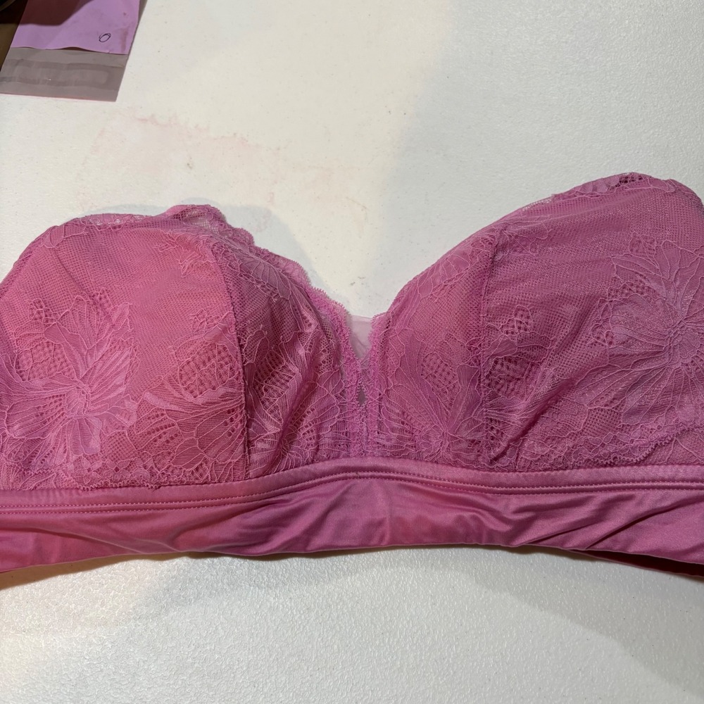 Auden Pink Floral Lace Lightly Lined Bralette Plus Size 1X Adjustable Straps